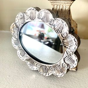 Antique Silver Turkish Mirror with Chain